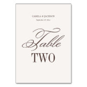 Simple Ivory and Espresso Brown Wedding  テーブルナンバー (正面)