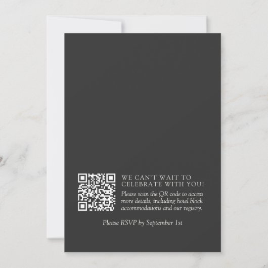 Simple Ivory Classic QR Code Wedding 招待状 (裏面)