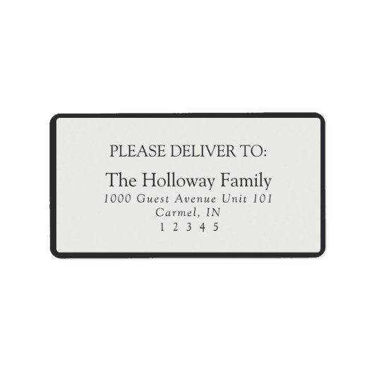 Simple Ivory Classic Serif Wedding ラベル (正面)