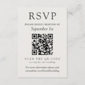 Simple Ivory Classic Wedding QR Code 出欠カード (正面)