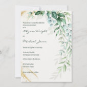 Simple ivory gold greenery leaf floral Wedding  招待状 (正面)