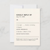 Simple Ivory Meal Choice Wedding RSVP Card (正面)