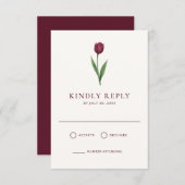 Simple Ivory Minimal Tulip Wedding 出欠カード (正面/裏面)