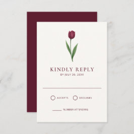 Simple Ivory Minimal Tulip Wedding 出欠カード
