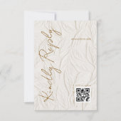 Simple Ivory Print Wedding QR code 出欠カード (正面)