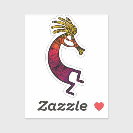 Simple Kokopelli drawing in red color シール (シート)