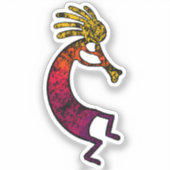 Simple Kokopelli drawing in red color シール (正面)