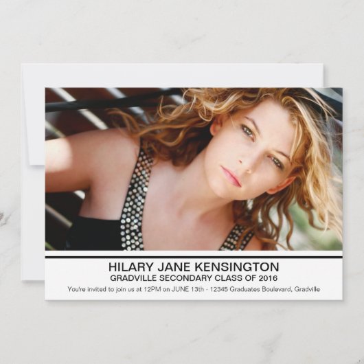 Simple Large Photo Graduation Party or Ceremony 招待状 (正面)