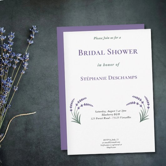 Simple Lavender Bridal Shower Invitation 招待状