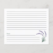 Simple Lavender Bridal Shower Recipe Card (裏面)