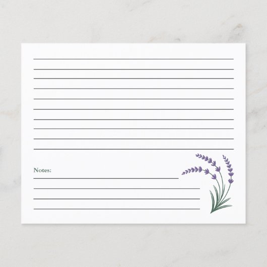 Simple Lavender Bridal Shower Recipe Card (裏面)