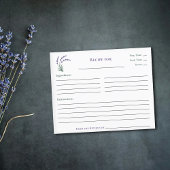 Simple Lavender Bridal Shower Recipe Card