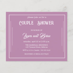 Simple Lavender  Budget Couples Shower Invitation チラシ