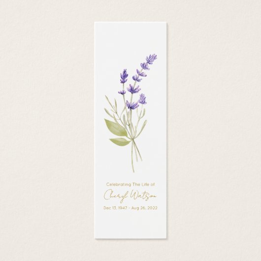 Simple Lavender Funeral Memorial Bookmark (正面)