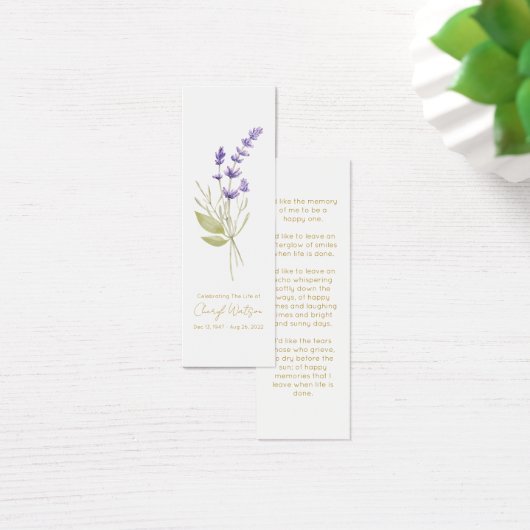 Simple Lavender Funeral Memorial Bookmark (デスク)
