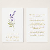 Simple Lavender Funeral Memorial Prayer Card (正面&裏面)