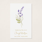 Simple Lavender Funeral Memorial Prayer Card (正面)
