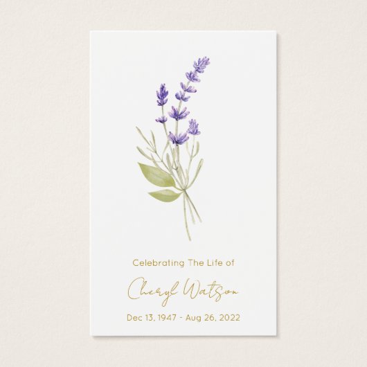 Simple Lavender Funeral Memorial Prayer Card (正面)