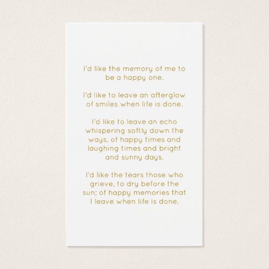 Simple Lavender Funeral Memorial Prayer Card (裏面)