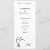 Simple Lavender Wedding Ceremony Program メニュー (正面)