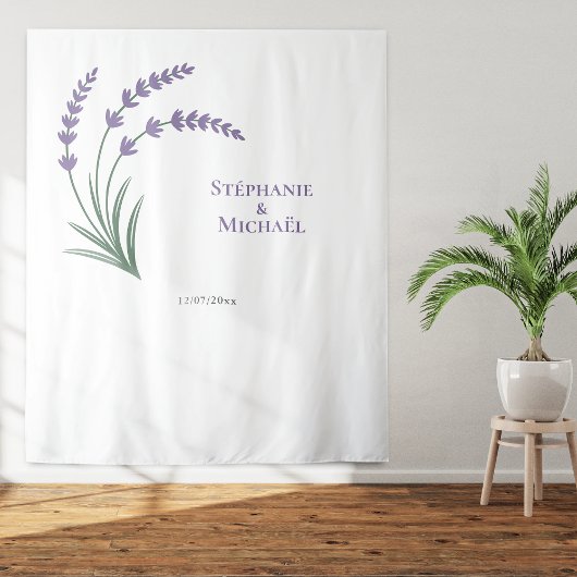 Simple Lavender Wedding Photo Booth Backdrop タペストリー