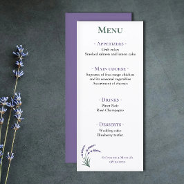 Simple Lavender Wedding Reception Menu メニュー