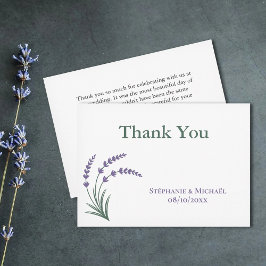 Simple Lavender Wedding Thank You Card 招待状