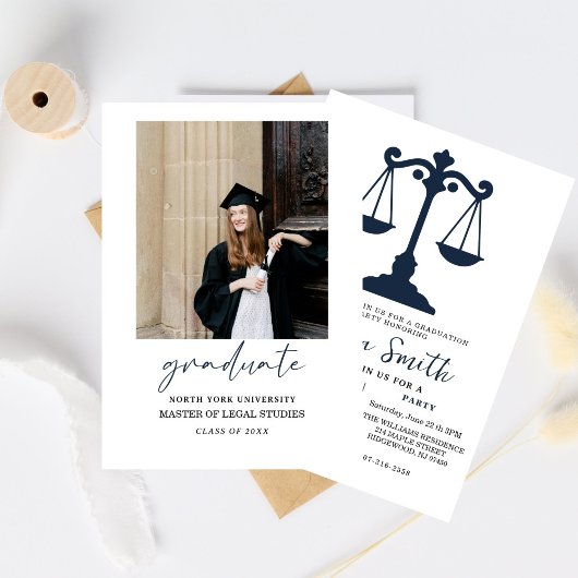 Simple Law University Graduation Party Invitation 招待状
