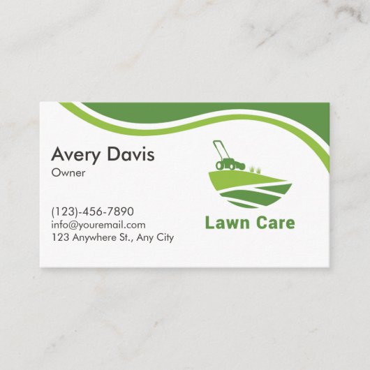 Simple Lawn Care & Landscaping Logo Professional 名刺 (正面)