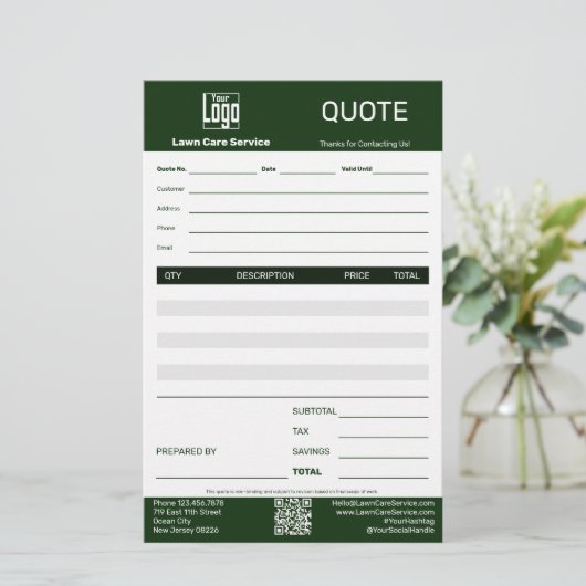 Simple Lawn Care Service Business Quote 便箋 (スタンド正面)