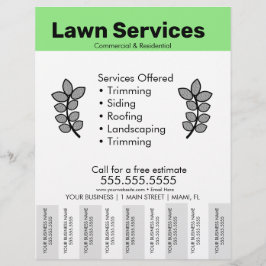 Simple Lawn Services Template Photo Tear Off Flyer チラシ