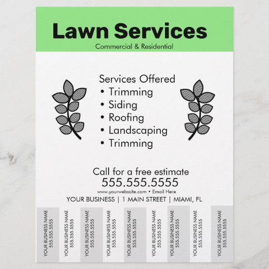 Simple Lawn Services Template Photo Tear Off Flyer チラシ (正面)