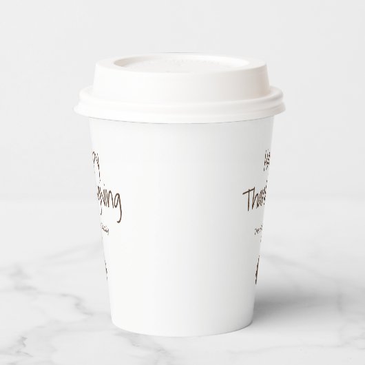 Simple Leaf Modern Family Thanksgiving Dinner 紙コップ (左)