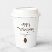 Simple Leaf Modern Family Thanksgiving Dinner 紙コップ (正面)
