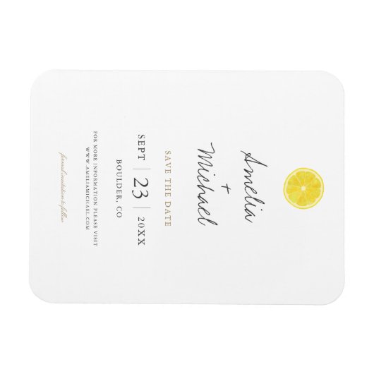 Simple Lemon Save the Date マグネット (横)