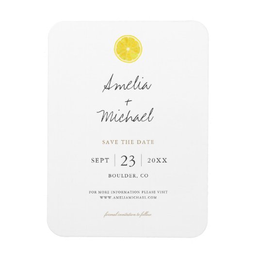 Simple Lemon Save the Date マグネット (縦)