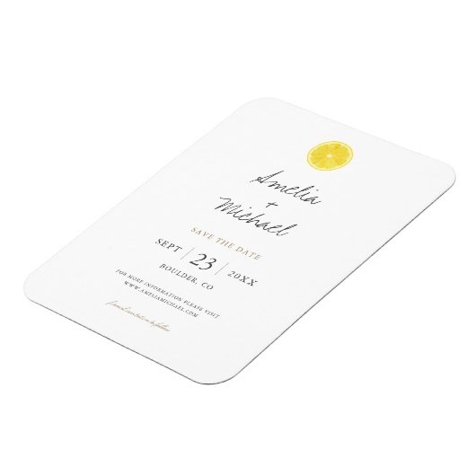 Simple Lemon Save the Date マグネット (左側)