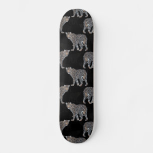 Simple Leopard Animal Black Pattern スケートボード