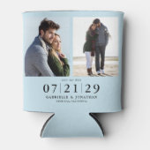 Simple Light ミニマル Blue 2写真Save The Date 缶クーラー (正面)