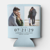 Simple Light ミニマル Blue 2写真Save The Date 缶クーラー (裏面)