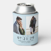 Simple Light ミニマル Blue 2写真Save The Date 缶クーラー (缶裏面)