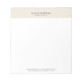 Simple Light Beige Linen Black Typography ノートパッド (正面)