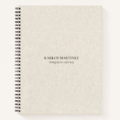 Simple Light Beige Linen Black Typography ノートブック (正面)