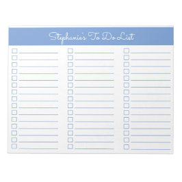 Simple Light Blue 8.5x11 Three Column Checklist ノートパッド