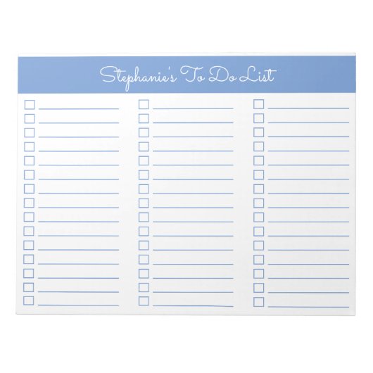 Simple Light Blue 8.5x11 Three Column Checklist ノートパッド (正面)