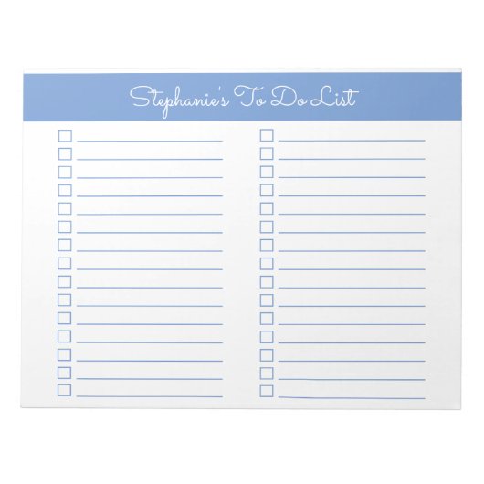 Simple Light Blue 8.5x11 Two Column Checklist ノートパッド (正面)
