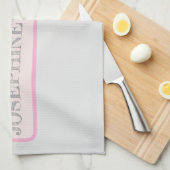 Simple Light Grey Personalized Modern Chic Pink キッチンタオル (四つ折り)