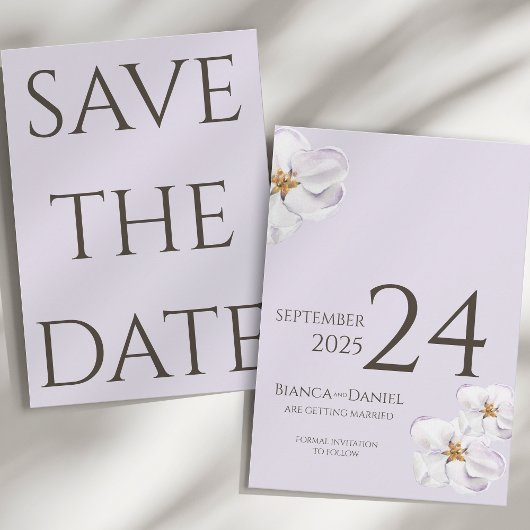 Simple Light Lavender Wedding Save the date セーブザデート