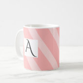 Simple Light Pink Single Initial Wide Stripes コーヒーマグカップ (正面左)