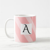 Simple Light Pink Single Initial Wide Stripes コーヒーマグカップ (左)